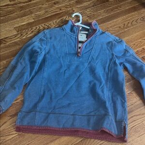 Men's Blue and Burgundy Zip-Up Sweater